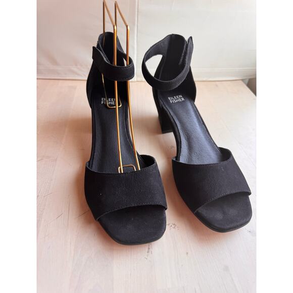 Eileen Fisher black Viva Nubuck Ankle-Grip Sandals size 8 - Picture 9 of 12